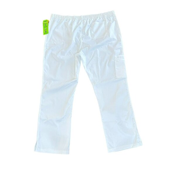 Women's Landau ProFlex White Scrub Pants Modern Fit Size 2XL XXL Flat Front - Picture 2 of 7